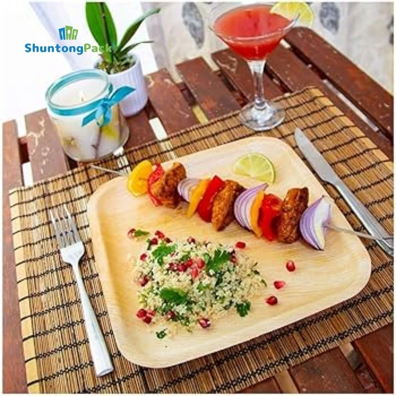 Bulk Square Disposable Birch Wooden Plates